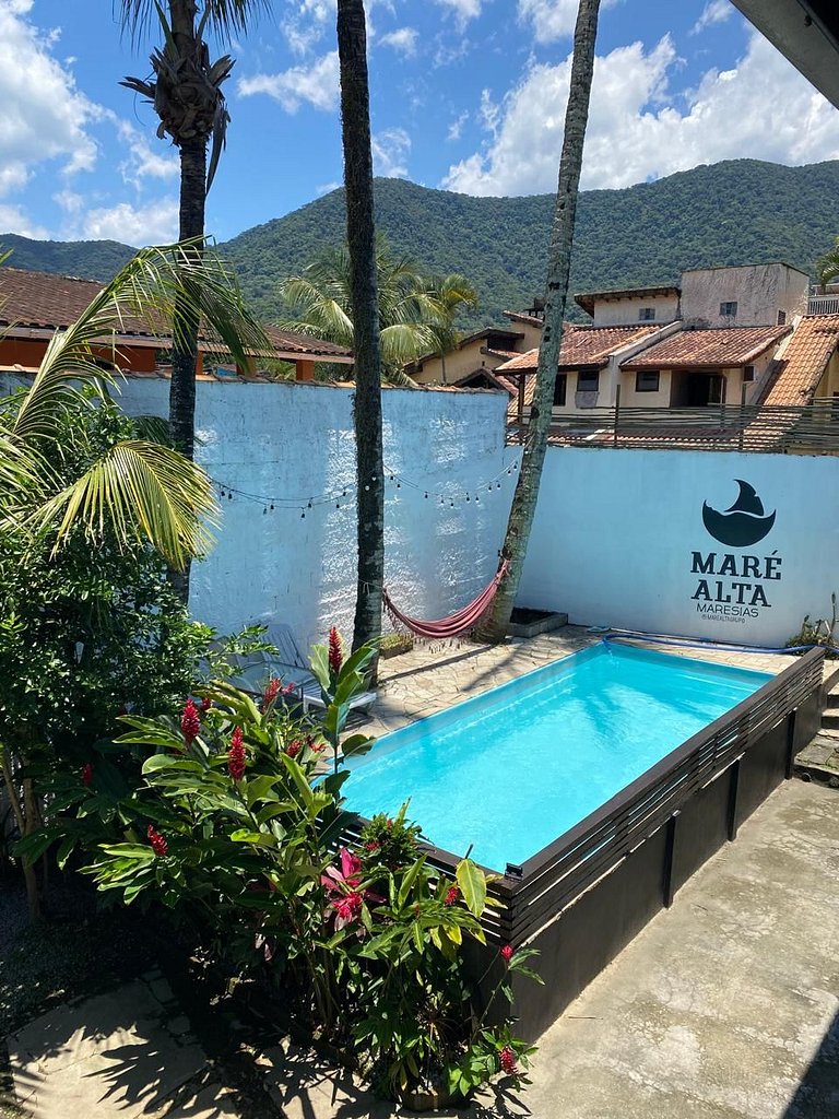 Quarto c/ vista Piscina - Maresias 400mt Praia